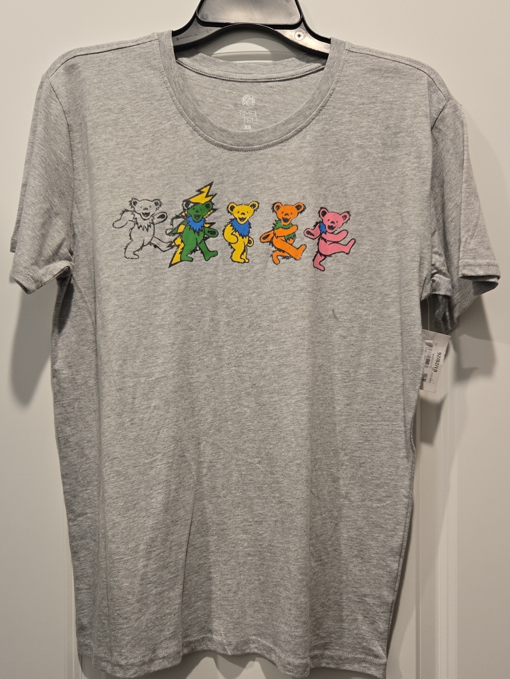Time and Tru Gray Graphic Tee with Multicolor Dancing Bears